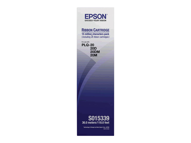 Epson SIDM Black Ribbon Cartridge for PLQ-20/22, 3-Pack (C13S015339)