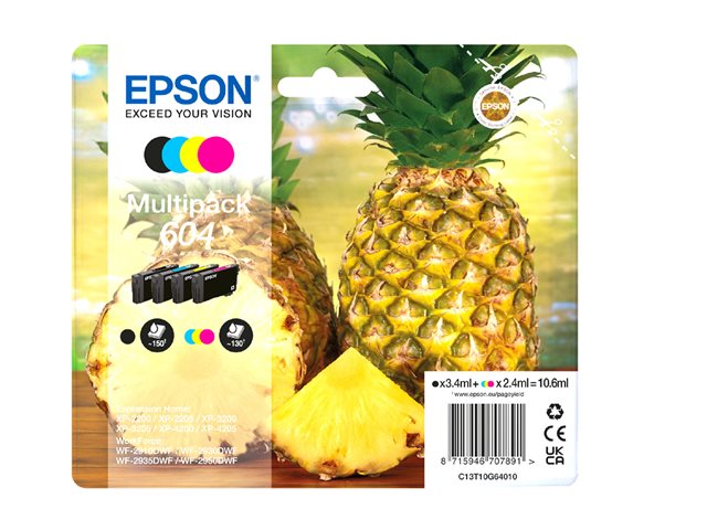 Epson 604 Multipack - 4-pack - black, yellow, cyan, magenta - original - ink cartridge