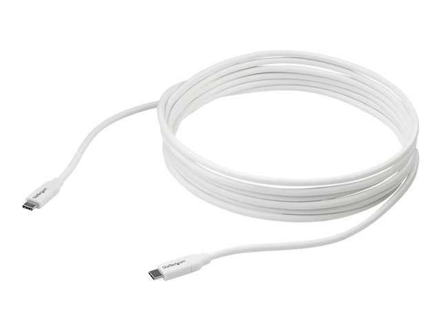 StarTech.com USB C to USB C Cable - 13 ft / 4m - 5A PD - M/M - White - USB 2.0 - USB-IF Certified - USB Type C Cable - USB C Charging Cable (USB2C5C4MW) - USB-C cable - USB-C to USB-C - 4 m