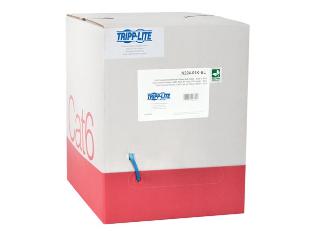 Eaton Tripp Lite Series Cat6 Gigabit Solid Core Plenum-Rated UTP CMP PVC Bulk Ethernet Cable, Blue, 1000 ft. (304.8 m) - bulk cable - 304.8 m - blue