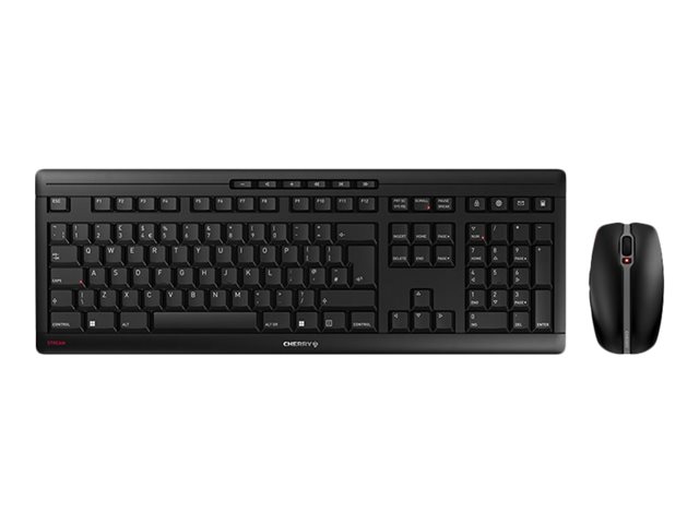 CHERRY STREAM DESKTOP RECHARGE - Keyboard and mouse set - wireless - 2.4 GHz - QWERTY - UK - key switch: CHERRY SX - black