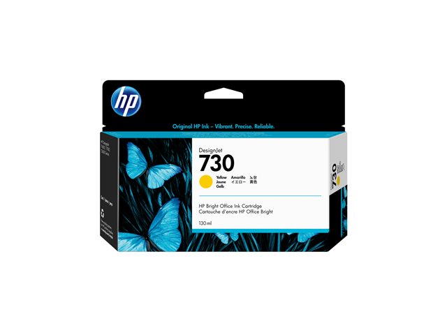 HP 730 - 130 ml - yellow - original - DesignJet - ink cartridge - for DesignJet SD Pro MFP, T1600, T1600dr, T1700, T1700dr, T1708, T1708dr, T2600, T2600dr