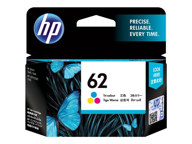 HP 62 - colour (cyan, magenta, yellow) - original - ink cartridge