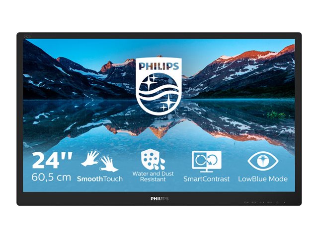 Philips B Line 242B9TN - LED monitor - 24" (23.8" viewable) - touchscreen - 1920 x 1080 Full HD (1080p) @ 60 Hz - IPS - 250 cd/mï¿½ - 1000:1 - 5 ms - HDMI, DVI-D, VGA, DisplayPort - speakers - black texture