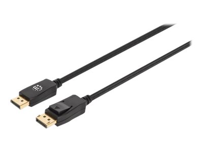 Manhattan DisplayPort 1.4 Cable, 8K@60hz, 2m, Braided Cable, Male to Male, With Latches, Fully Shielded, Black, Lifetime Warranty, Polybag - DisplayPort cable - DisplayPort to DisplayPort - 2 m