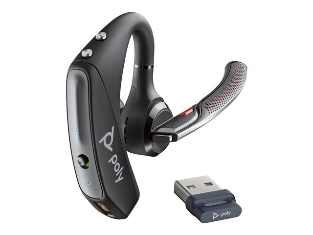 Poly Voyager 5200 - Voyager 5200 series - headset - in-ear - over-the-ear mount - Bluetooth - wireless - active noise cancelling - USB-A via Bluetooth adapter - black - Certified for Microsoft Teams