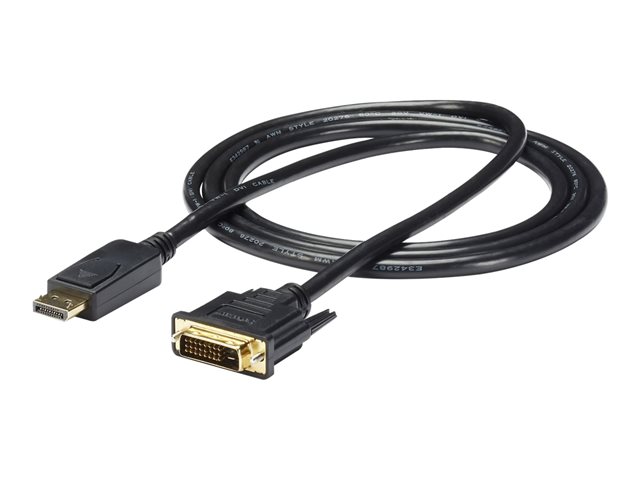 StarTech DisplayPort to DVI Cable - 6ft / 2m - 1920 x 1200 - M/M DP to DVI Adapter Cable Passive DisplayPort Monitor Cable (DP2DVI2MM6) - Adapter cable - DVI-D (M) to DisplayPort (M) - 1.8 m - black