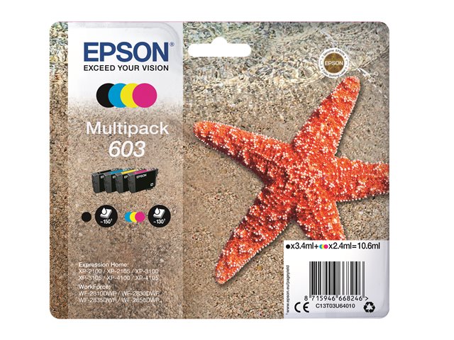 Epson 603 Multipack - 4-pack - black, yellow, cyan, magenta - original - ink cartridge