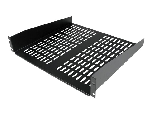 Startech 1U Server Rack Shelf, 2U 16in Universal Fixed Vented Network Rack Shelf/Cantilever Tray for 19" AV/Data/Network Equipment Enclosure w/Cage Nuts & Screws, 50lbs Weight Cap. - 2U Network Rack Shelf (CABSHELFV) - Rack shelf - black - 2U - 19" - for
