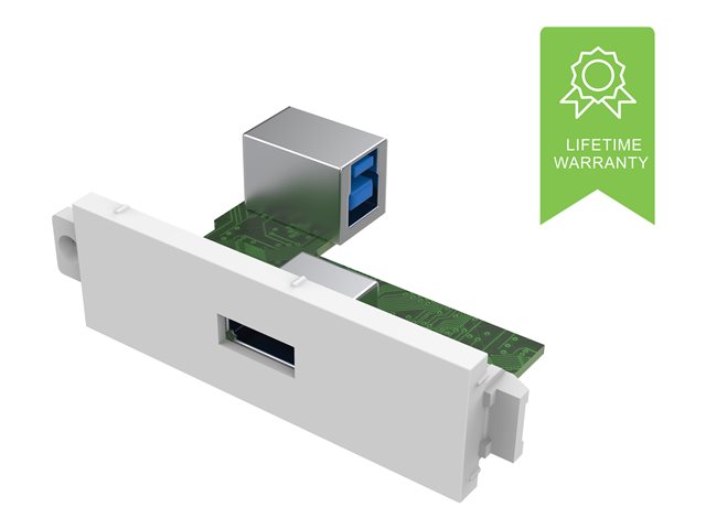 VISION Techconnect Modular AV Faceplate - LIFETIME WARRANTY - USB A (on front) to B module - square "B" type socket on the rear and "A" type socket on the front - USB 2.0 - fixes into Techconnect surrounds - plastic - white