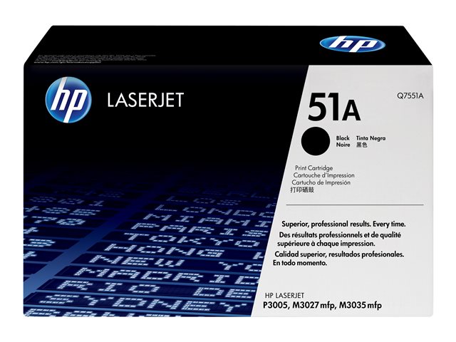 HP 51A - Q7551A - 1 x Black - Toner cartridge - For LaserJet M3027, M3027x, M3035, M3035xs, P3005, P3005d, P3005dn, P3005n, P3005x