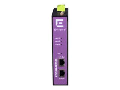 Extreme Networks ExtremeSwitching Industrial Power Over Ethernet (PoE) Injector - PoE injector - 30 Watt