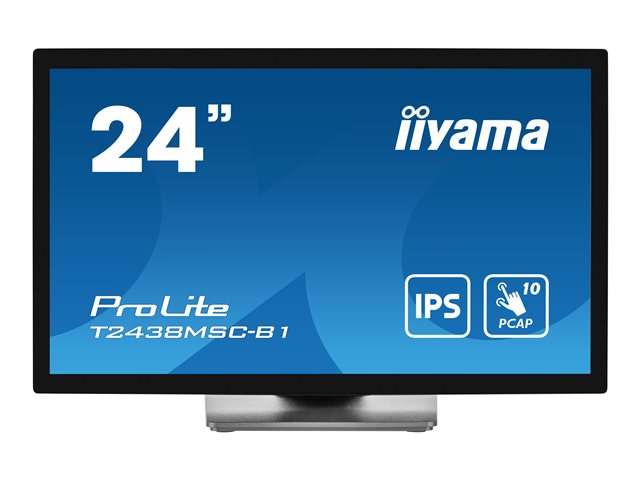 iiyama ProLite T2438MSC-B1 - LED monitor - 24" (23.8" viewable) - touchscreen - 1920 x 1080 Full HD (1080p) - IPS - 600 cd/m² - 1000:1 - 5 ms - HDMI, DisplayPort - speakers - matte black