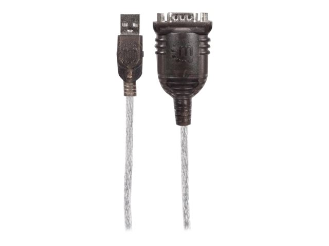 Manhattan USB-A to Serial Converter cable, 45cm, Male to Male, Serial/RS232/COM/DB9, FTDI FT232RL Chip, Black/Silver cable, Three Years Warranty, Polybag - serial adapter - USB - RS-232