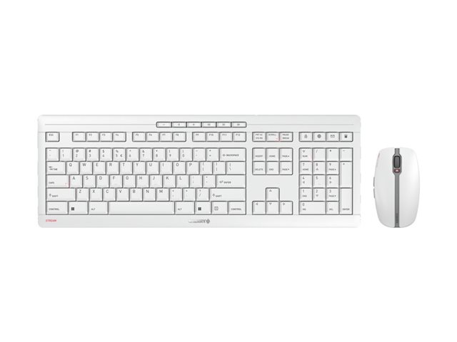 CHERRY STREAM DESKTOP RECHARGE - Keyboard and mouse set - wireless - 2.4 GHz - QWERTY - US with Euro symbol - key switch: CHERRY SX - pale grey