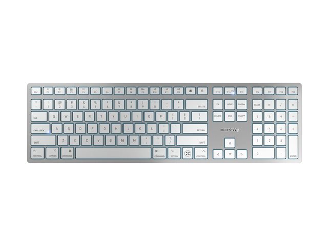 CHERRY KW 9100 SLIM - Keyboard - wireless - 2.4 GHz, Bluetooth 4.0 - QWERTY - US - key switch: CHERRY SX - silver