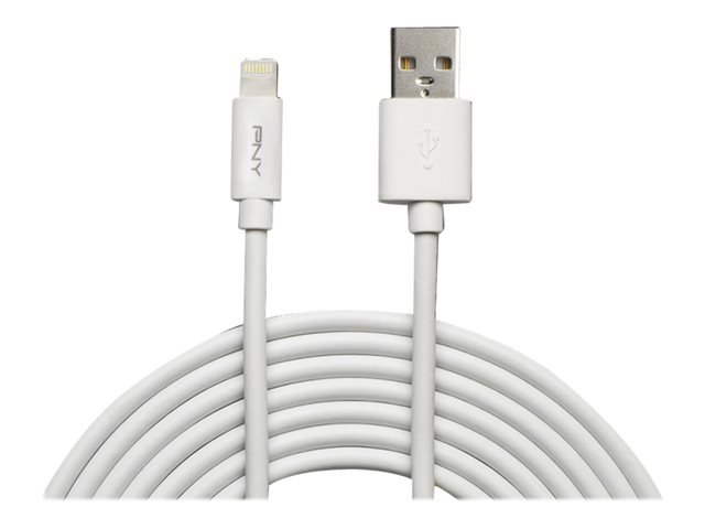 PNY Charge & Sync - Lightning cable - USB male to Lightning male - 3 m - white