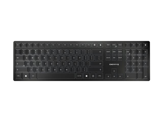 CHERRY KW 9100 SLIM - Keyboard - wireless - 2.4 GHz, Bluetooth 4.0 - QWERTY - English - Europe - key switch: CHERRY SX - black, silver