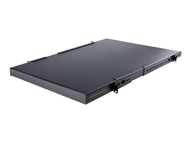 StarTech.com Server Rack Shelf - 1U - 330lbs(150 kg) max. capacity - 19.5 to 38in 4-Post Adjustable Mounting Depth - Network Cabinet Shelf - 19in Rack Mount Shelf - 27.5in Deep (ADJSHELFHD2) - rack shelf - adjustable - 1U