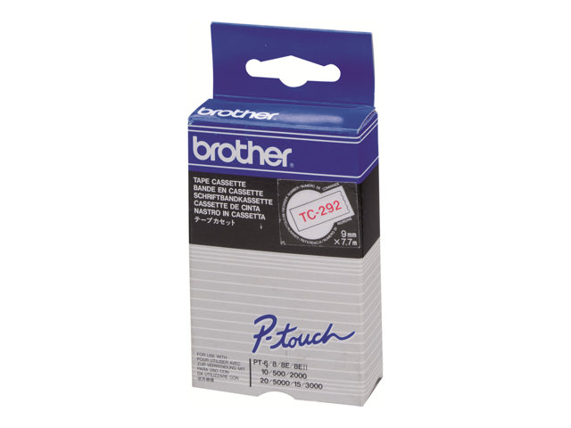 Brother - White, red - Roll (0.9 cm x 7.7 m) 1 pcs. printer tape - for P-Touch PT-15, PT-20, PT-2000, PT-3000, PT-500, PT-5000, PT-6, PT-8, PT-8E