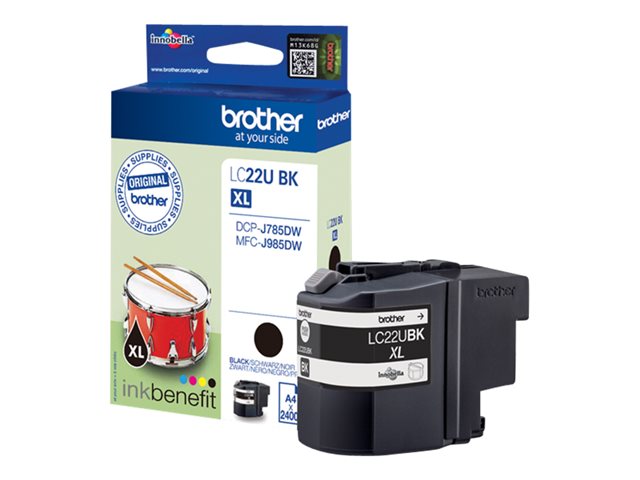 Brother LC22UBK - XL - black - original - ink cartridge - for Brother DCP-J785DW, DCP-J785DWXL, MFC-J985DW, INKvestment Work Smart MFC-J985DW