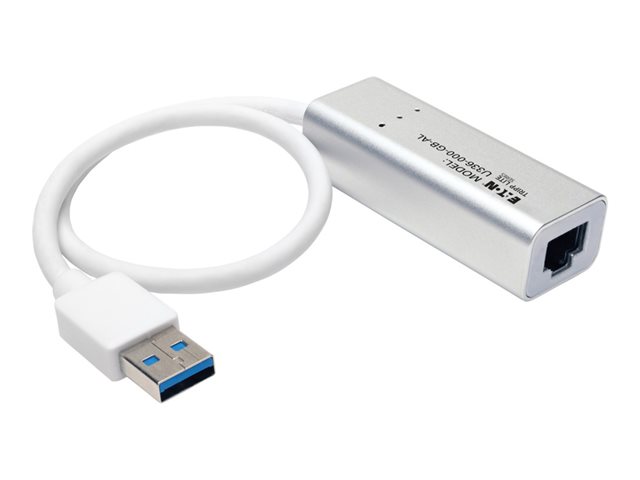Eaton Tripp Lite Series USB 3.0 SuperSpeed to Gigabit Ethernet NIC Network Adapter RJ45 10/100/1000 Aluminum White - Network adapter - USB 3.0 - Gigabit Ethernet - silver