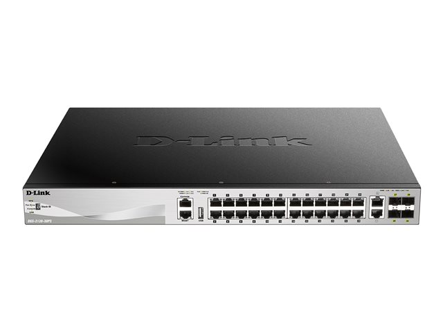 D-Link DGS 3130-30PS - Switch - L3 Lite - Managed - 24 x 10/100/1000 (PoE) + 2 x 10 Gigabit Ethernet + 4 x 10 Gigabit SFP+ - PoE (370 W)