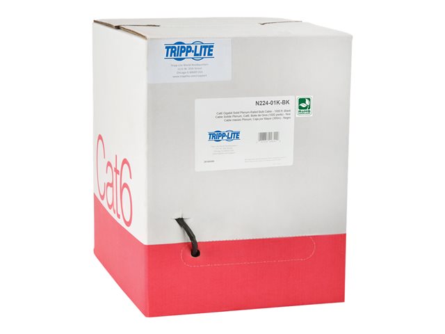 Eaton Tripp Lite Series Cat6 Gigabit Solid Core Plenum-Rated UTP CMP PVC Bulk Ethernet Cable, Black, 1000 ft. (304.8 m) - bulk cable - TAA Compliant - 304.8 m - black