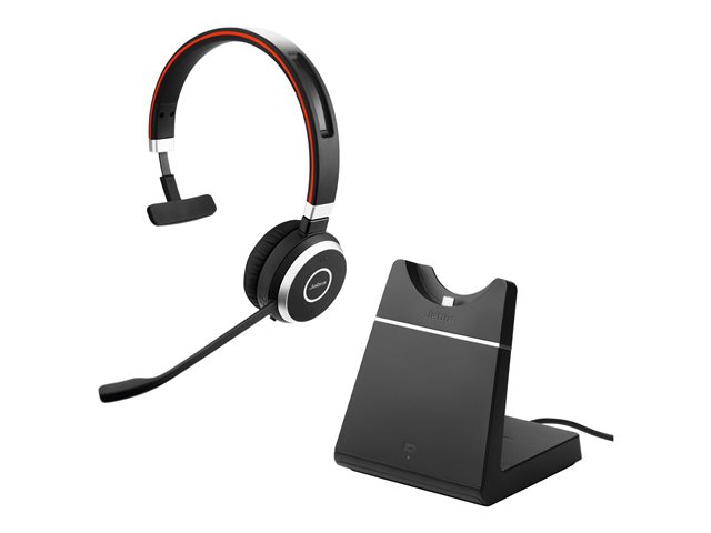 Jabra Evolve 65 SE UC Mono - Headset - on-ear - Bluetooth - wireless - USB - with charging stand - Optimised for UC