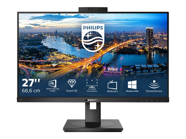 Philips B Line 275B1H - LED monitor - 27" - 2560 x 1440 QHD @ 75 Hz - IPS - 300 cd/m² - 1000:1 - 4 ms - HDMI, DVI-D, DisplayPort - speakers - black texture