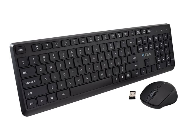 V7 CKW350US - keyboard and mouse set - 100% full size - QWERTY - US - black Input Device