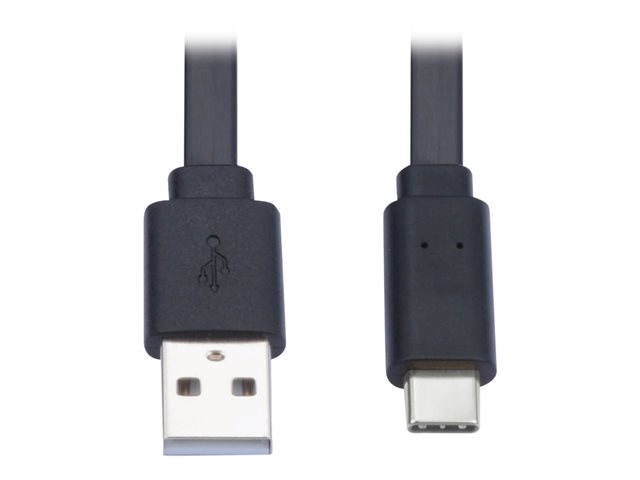 Eaton Tripp Lite Series USB-A to USB-C Flat Cable - M/M, USB 2.0, Black, 6 ft. (1.83 m) - USB-C cable - USB to 24 pin USB-C - 1.8 m