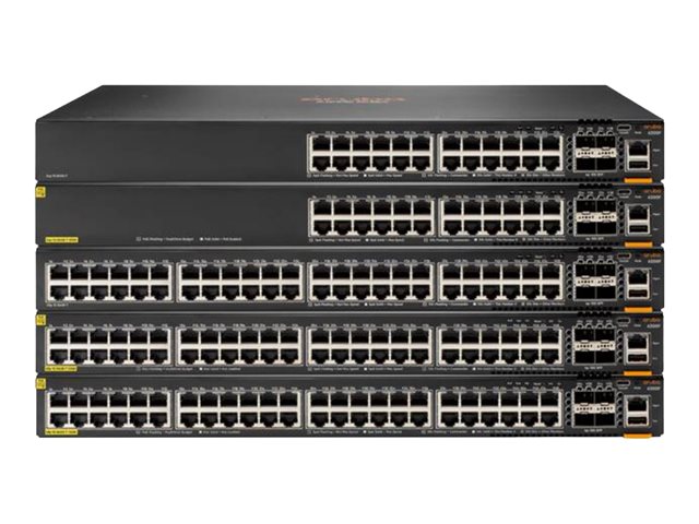 HPE Aruba 6200M 24G Class4 PoE 4SFP+ - Switch - L3 - Managed - 24 x 10/100/1000 (PoE+) + 4 x 1 Gigabit / 10 Gigabit SFP+ (uplink / stacking) - front and side to back - rack-mountable - PoE+ (740 W)