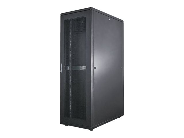 Intellinet Network Cabinet, Free Standing (Standard), 42U, Usable Depth 123 to 773mm/Width 703mm, Black, Assembled, Max 1500kg, Server Rack, IP20 rated, 19", Steel, Multi-Point Door Lock, One Lock Per Side Panel, Three Year Warranty - rack - 42U