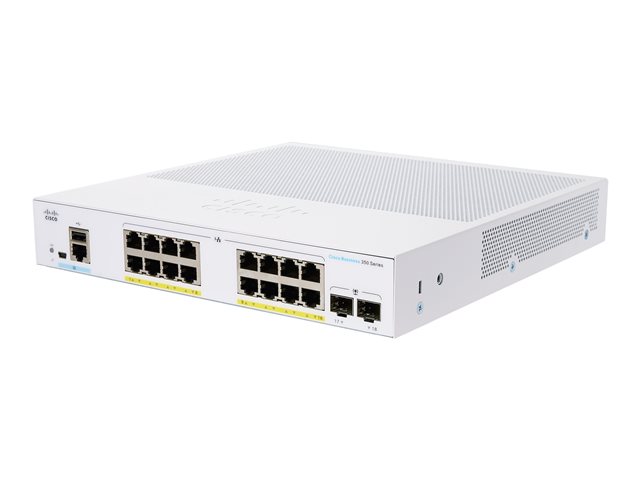 Cisco Business 350 Series CBS350-16P-2G - Switch - L3 - Managed - 16 x 10/100/1000 (PoE+) + 2 x Gigabit SFP - rack-mountable - PoE+ (120 W)
