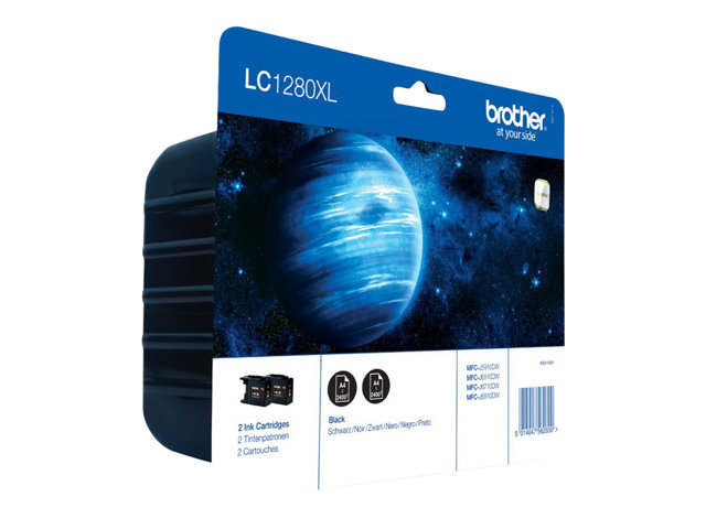 Brother LC1280XL Twin-Pack - 2-pack - black - original - blister with acoustic / electromagnetic alarm - ink cartridge - for Brother MFC-J5910DW, MFC-J6510DW, MFC-J6710DW, MFC-J6910DW