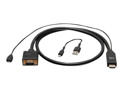 C2G 3ft HDMI to VGA Adapter Cable - Active HDMI to VGA Cable - Adapter - HDMI, Micro-USB Type B (power only) to HD-15 (VGA) male - 90 cm - black - active, 1080p support 60Hz