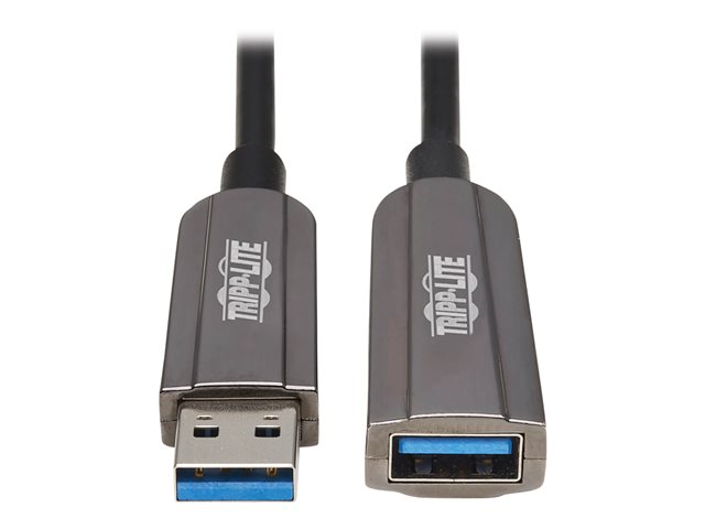 Tripp Lite USB-A 3.2 Gen 1 CL3-Rated Fiber Active Optical Cable (AOC) - Extension/Repeater, A/A M/F, Black, 20 m - USB-C extension cable - 20 m