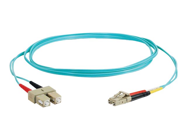 C2G LC-SC 10Gb 50/125 OM3 Duplex Multimode PVC Fiber Optic Cable (LSZH) - Network cable - SC multi-mode (M) to LC multi-mode (M) - 15 m - 15 m - fibre optic - duplex - 50 / 125 micron - OM3 - halogen-free - aqua