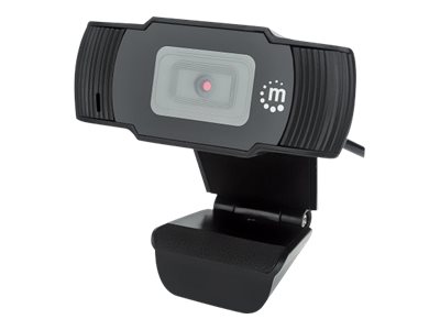 Manhattan USB Webcam, Two Megapixels (Clearance Pricing), 1080p Full HD, USB-A, Integrated Microphone, Adjustable Clip Base, 30 frame per second, Black, Three Year Warranty, Box - webcam