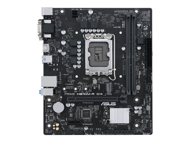 ASUS PRIME H610M-R D4 - Motherboard - micro ATX - LGA1700 Socket - H610 Chipset - USB 3.2 Gen 1 - Gigabit LAN - onboard graphics (CPU required) - HD Audio (8-channel)