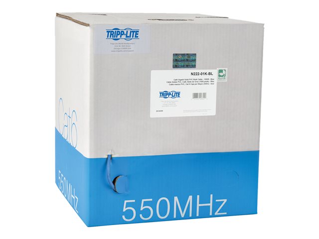 Eaton Tripp Lite Series Cat6 Gigabit Solid Core UTP PVC Bulk Ethernet Cable, Blue, 1000 ft. (304.8 m), TAA - bulk cable - 304.8 m - blue