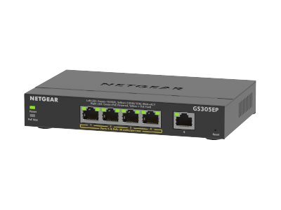 NETGEAR Plus GS305EP - Switch - smart - 5 x 10/100/1000 (4 PoE+) - desktop, wall-mountable - PoE+ (63 W)