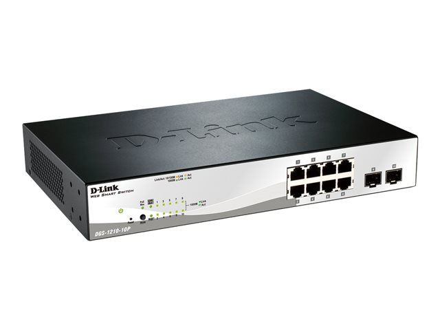 D-Link 10-port 10/100/1000 Gigabit PoE Smart Switch including 2 Combo 1000BaseT/SFP