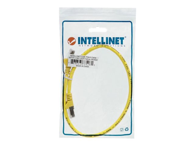 Intellinet Network Patch Cable, Cat6A, 2m, Yellow, Copper, S/FTP, LSOH / LSZH, PVC, RJ45, Gold Plated Contacts, Snagless, Booted, Lifetime Warranty, Polybag - patch cable - 2 m - yellow