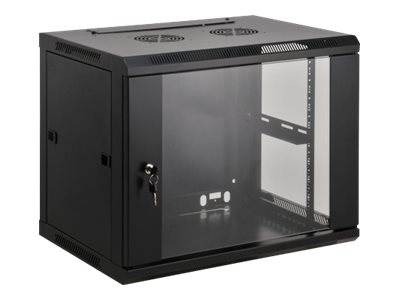 Intellinet Network Cabinet, Wall Mount (Standard), 6U, Usable Depth 500mm/Width 540mm, Black, Assembled, Max 60kg, Metal & Glass Door, Back Panel, Removeable Sides,Suitable also for use on desk or floor, 19",Parts for wall install (eg screws/rawl plugs) n