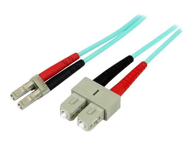 StarTech.com 1m Fiber Optic Cable - 10 Gb Aqua - Multimode Duplex 50/125 - LSZH - LC/SC - OM3 - LC to SC Fiber Patch Cable - Patch cable - LC multi-mode (M) to SC multi-mode (M) - 1 m - 1 m - fibre optic - duplex - 50 / 125 micron - aqua