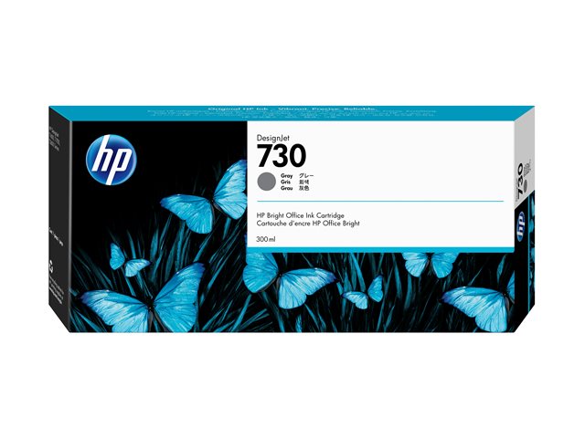 HP 730 - 300 ml - high capacity - grey - original - DesignJet - ink cartridge - for DesignJet SD Pro MFP, T1600, T1600dr, T1700, T1700dr, T1708, T1708dr, T2600, T2600dr