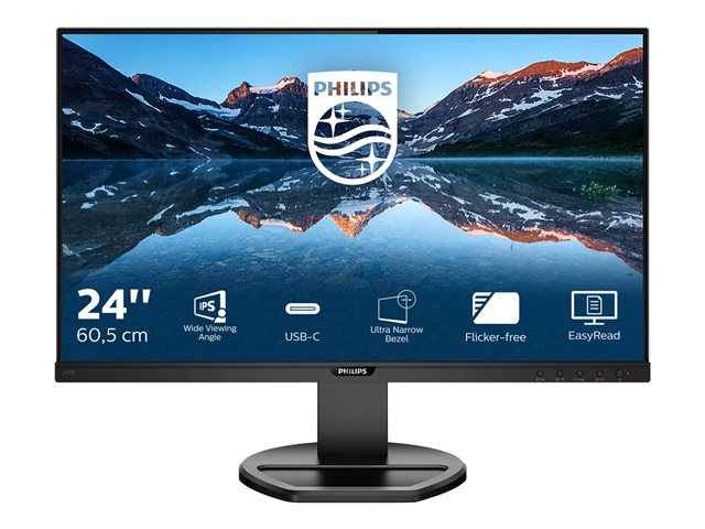 Philips B Line 243B9 - LED monitor - 24" - 1920 x 1080 Full HD (1080p) @ 75 Hz - IPS - 250 cd/m² - 1000:1 - 4 ms - HDMI, VGA, DisplayPort, USB-C - speakers - black texture