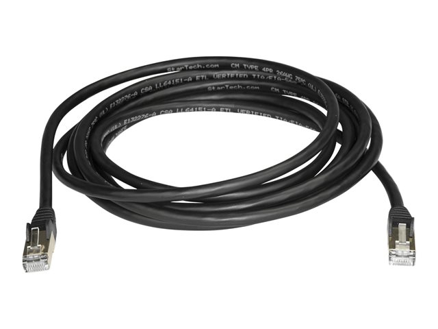 StarTech.com 3m CAT6A Ethernet Cable, 10 Gigabit Shielded Snagless RJ45 100W PoE Patch Cord, CAT 6A 10GbE STP Network Cable w/Strain Relief, Black, Fluke Tested/UL Certified Wiring/TIA - Category 6A - 26AWG (6ASPAT3MBK) - patch cable - 3 m - black